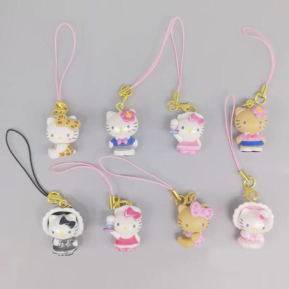 Hello Kitty 3 см Брелок Sanrio Аниме Кошка Фигурка Горничная Кукла Каваи Торт Подвеска для Телефона Рождественская Игрушка Подарки Для Девочек Детей
