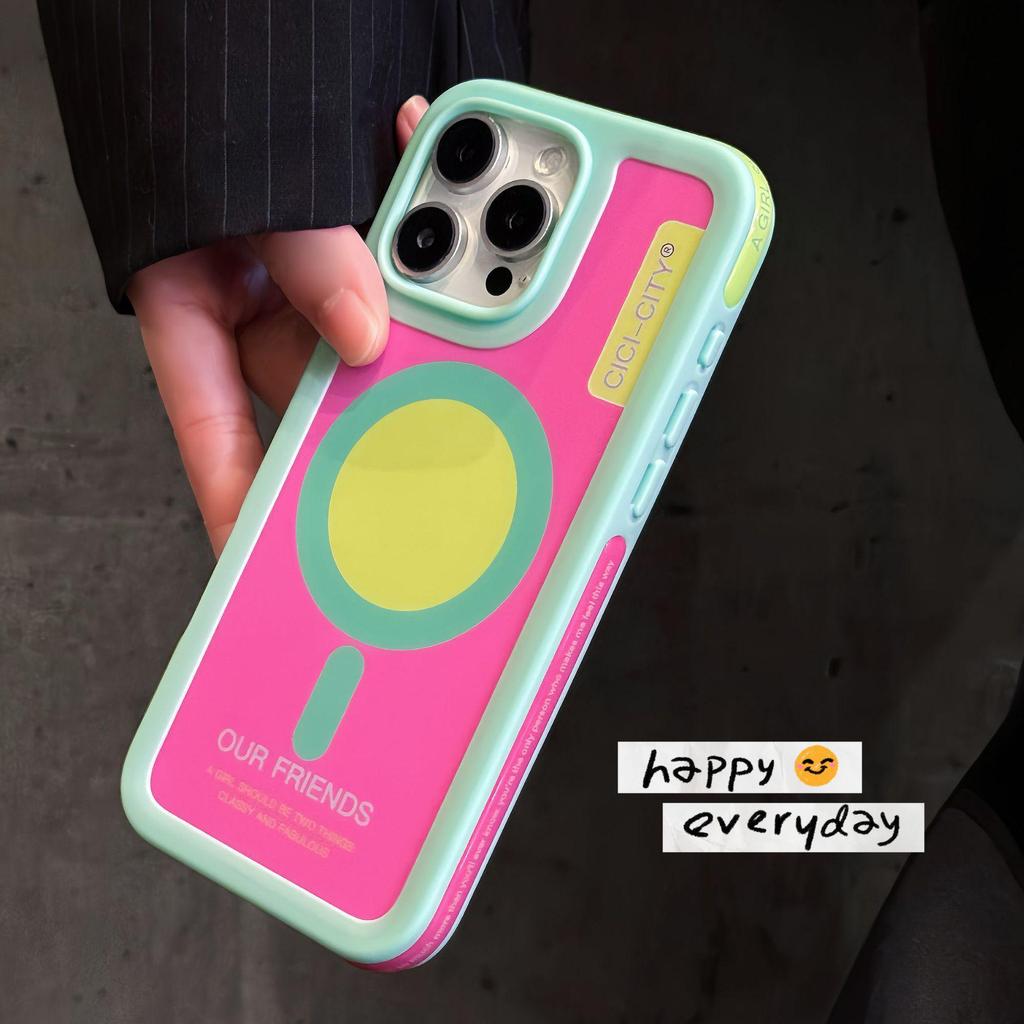 Магнитный противоударный чехол для телефона в дофаминовых цветах для iPhone 16/15 Pro Max