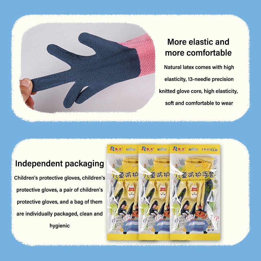 Multi-purpose Protective Mittens Cartoon Animal Latex Coated Gloves Kids Work Gloves Gardening