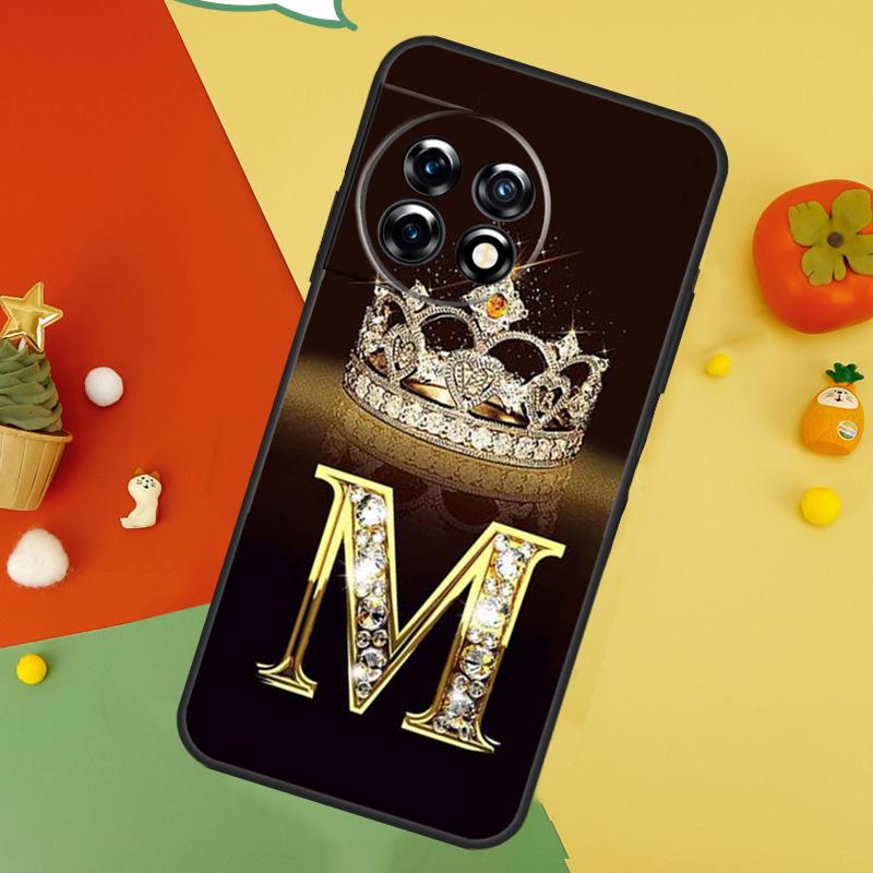 Чехол с золотым мраморным фоном и монограммой буквы для OnePlus 15 13R 13 13T 12 12R 11 10 10T 8T Nord CE 5 2 3 4 Lite N20 N30