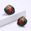 Creative Earring for Women Unique Irregular Black Gold Earring Inlaid Red Gemstone Earring Italian Jewelry Earring Women Jewelry