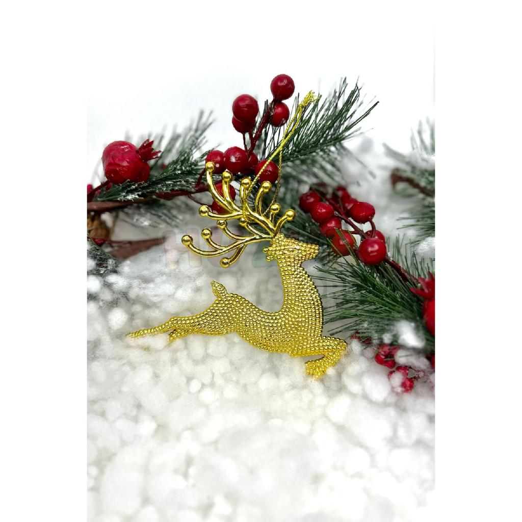 2 Pieces Running Deers Christmas Tree Ornament Silver Gray Colored Deer 11x13 Cm New Year Pine Tree Ornament
