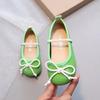 Kids Leather Shoes 2024 Spring/Autumn Girls Flats with Simple Lacing Bow Round Toe Soft Sole Colored Princess Shoes for Show