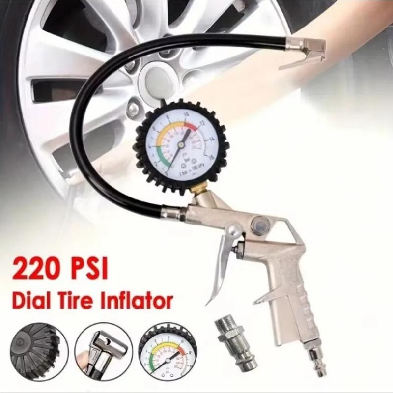 Tire Pressure Gauge for Car Motorcycle SUV - Gun Type Inflator Pump Tool for Air Compressor Durable Repair