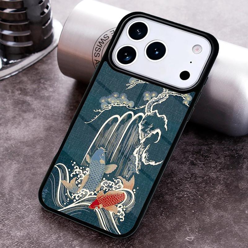 Japanese Koi Fish soft Phone Case for iPhone 17 16 15 Pro Max Air 14 13 12 11 Plus Shockproof Cover