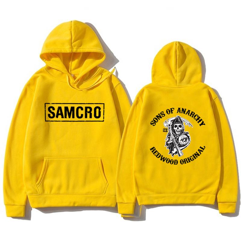 Толстовки с надписью Samcro Sons Of Anarchy с принтом, модная уличная одежда с черепом, унисекс, женская толстовка большого размера, свободная одежда