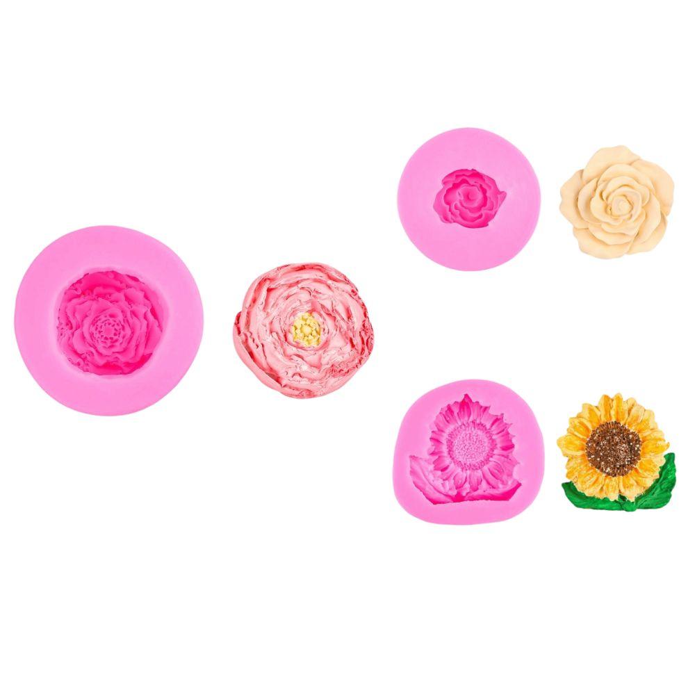 3pcs Sunflower Peony Rose Flower Silicone Mold Chocolate Candy Mold  DIY Craft Project