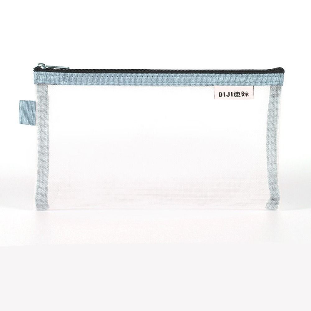 Zipper Pouch Small Wallet Grid Pencil Bag Mesh Storage Bags Stationery Bag Transparent File Bag