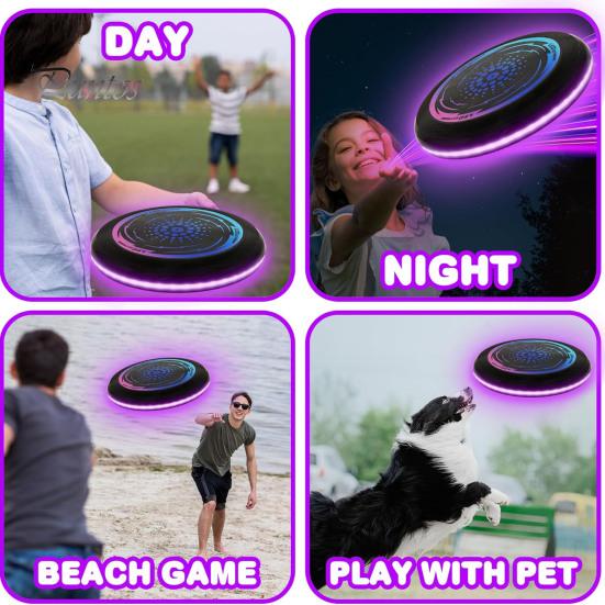 Kids Soft Flying Disc Toy Light-up Throwing Disc Game Outdoor Garden Lawn LED Flying Saucer Parent-child Family Game Boys Girls Gift