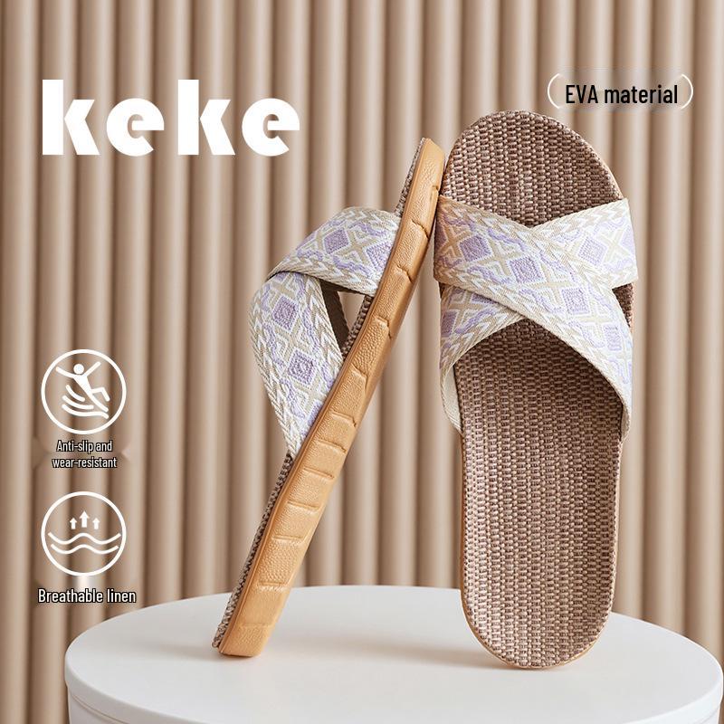 FL Four Seasons Women's Linen Deodorant Anti-slip Indoor/Outdoor Silent Slippers