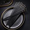 2/5 Pairs Japanese Chopsticks Black Sushi Fast Food Noodles Chop Sticks Korean Tableware Kitchen Bar Supplies Chinese Cutlery