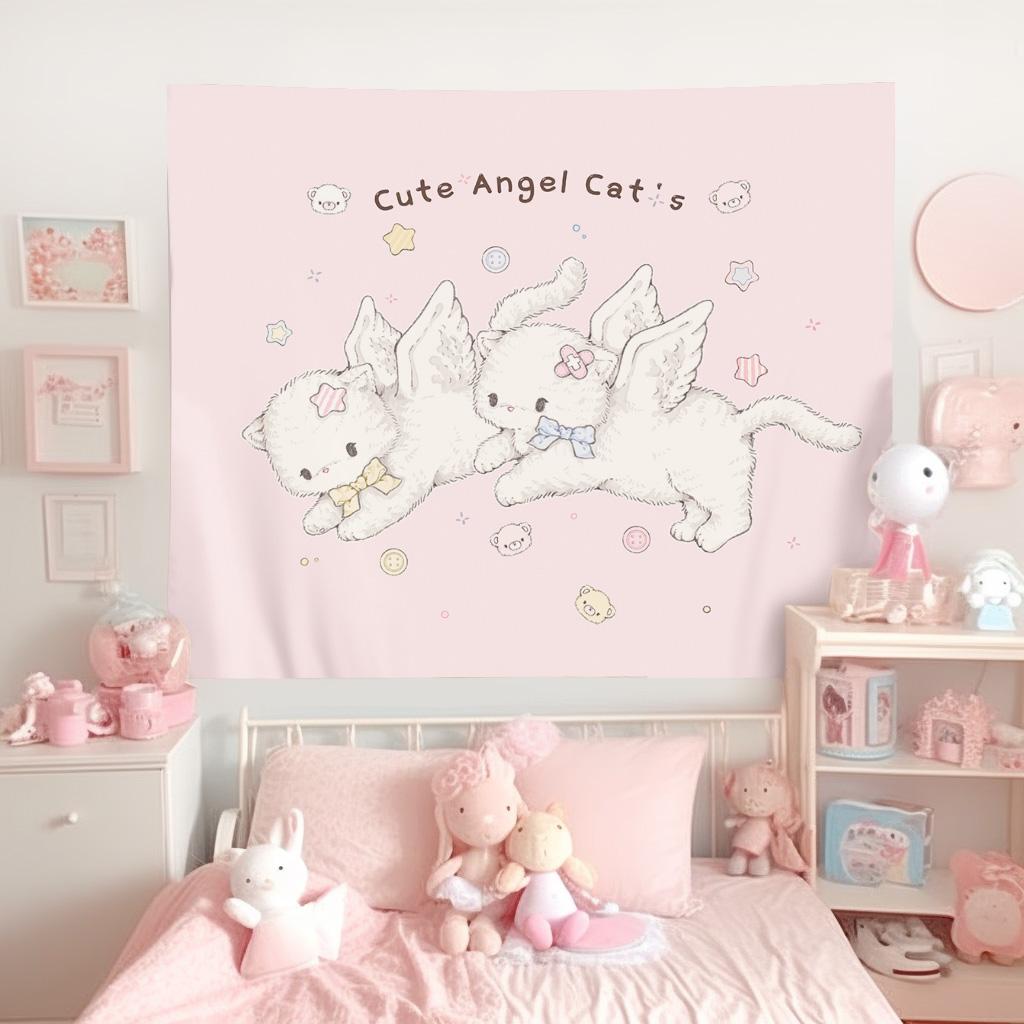 Kawaii Home Decor Cat tapestry bedroom dormitory decoration background cloth bedside tapestry bedroom desk decoration
