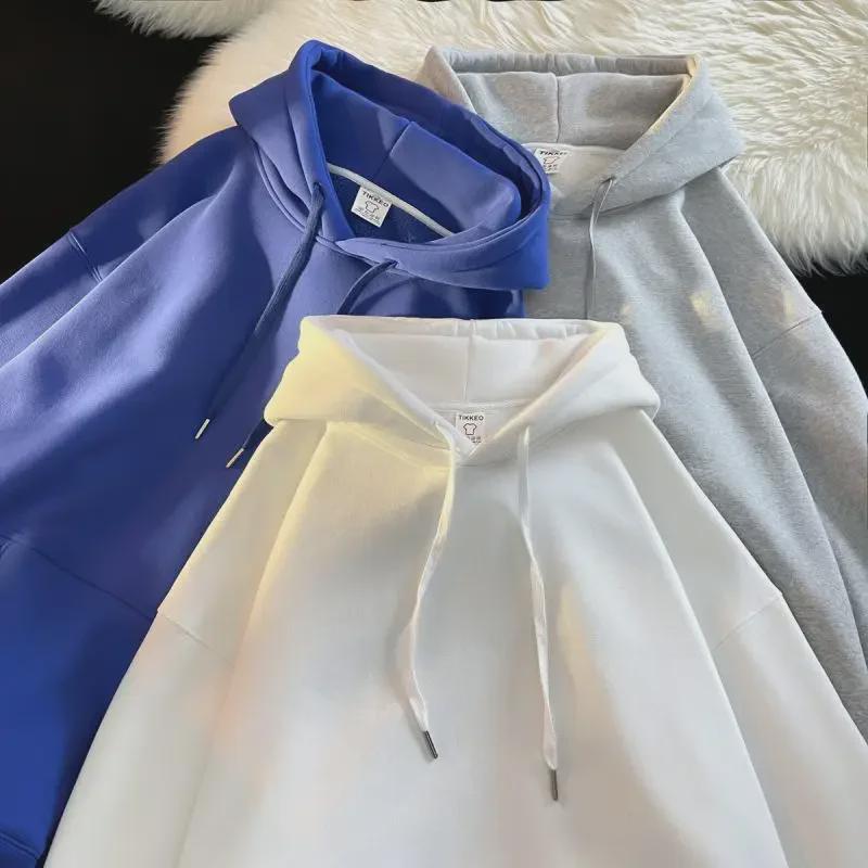 Темно-зеленая глянцевая мужская толстовка с капюшоном большого размера на флисовой подкладке для осени и зимы