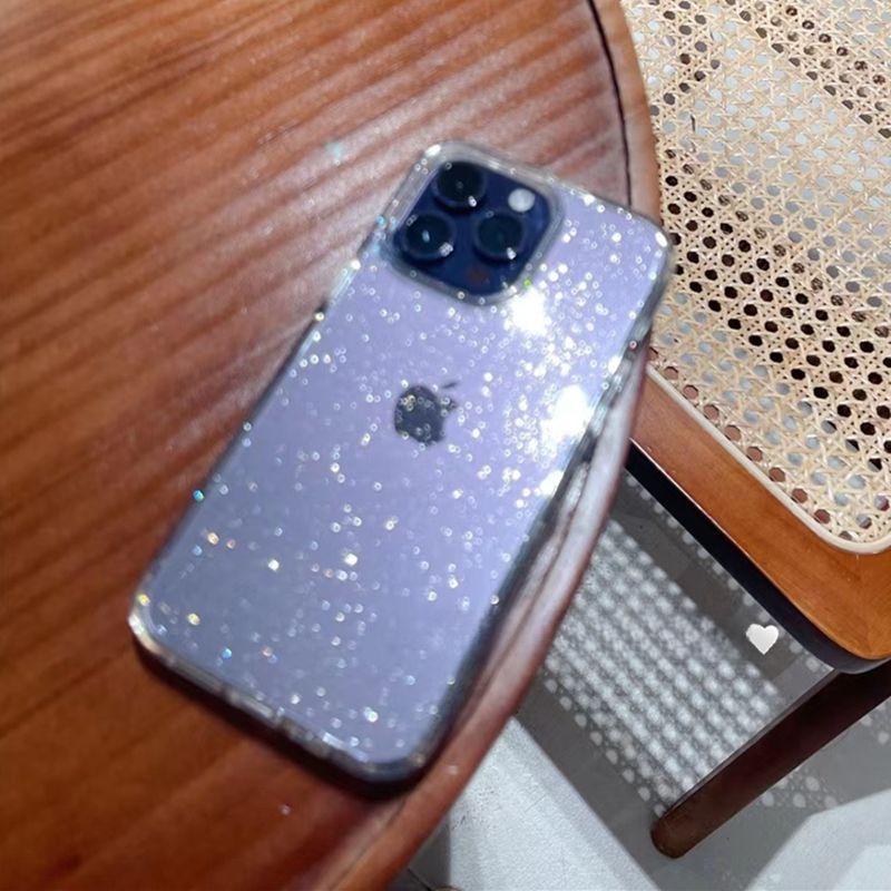 Прозрачный блестящий чехол для iPhone 11, 12, 13, 14Pro Max, XS, XR