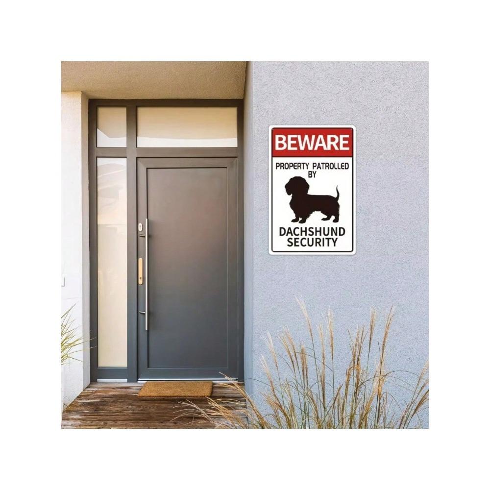 DachshundDecor Металлическая табличка 'Такса Охрана' 20x30см Винтажный Декор для Улицы Бара Кофейни Дома Патио Сада Табличка