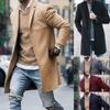 Autumn and Winter New Solid Color Men's Medium and Long Woolen Coat Slim-fit Large Size Single-breasted Trench Coat