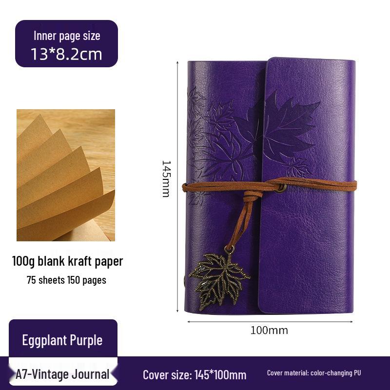 Ретро блокнот на кольцах «Кленовый лист» с настраиваемым логотипом и обложкой с эффектом «кожи»