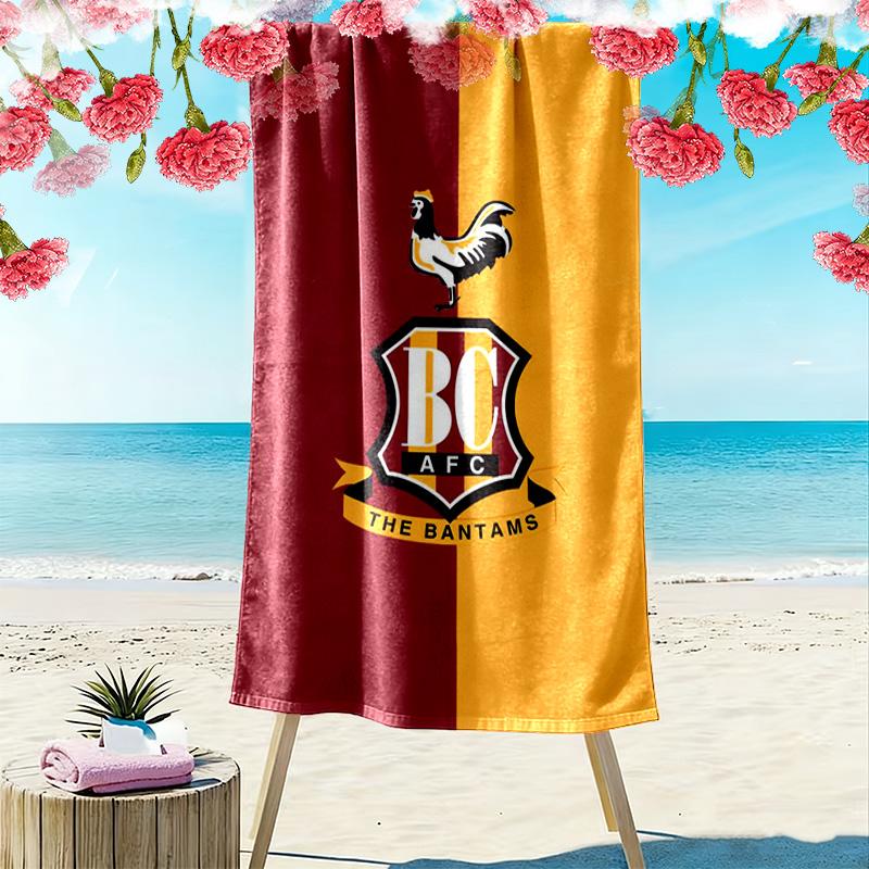 Пляжное полотенце Bradford City AFC, Большое, Мягкое, Быстросохнущее, для Пляжа, Кемпинга, Плавания