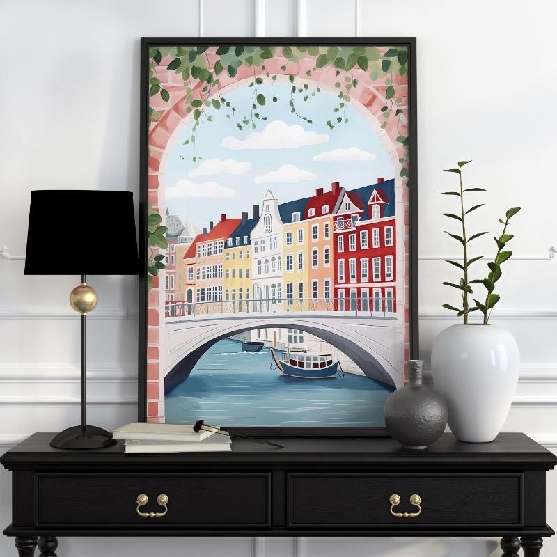 Colorful Abstract Travel Landscape Poster Greek Architectural Scenic Spots Canvas Painting Boho Wall Art Living Room Home Decor