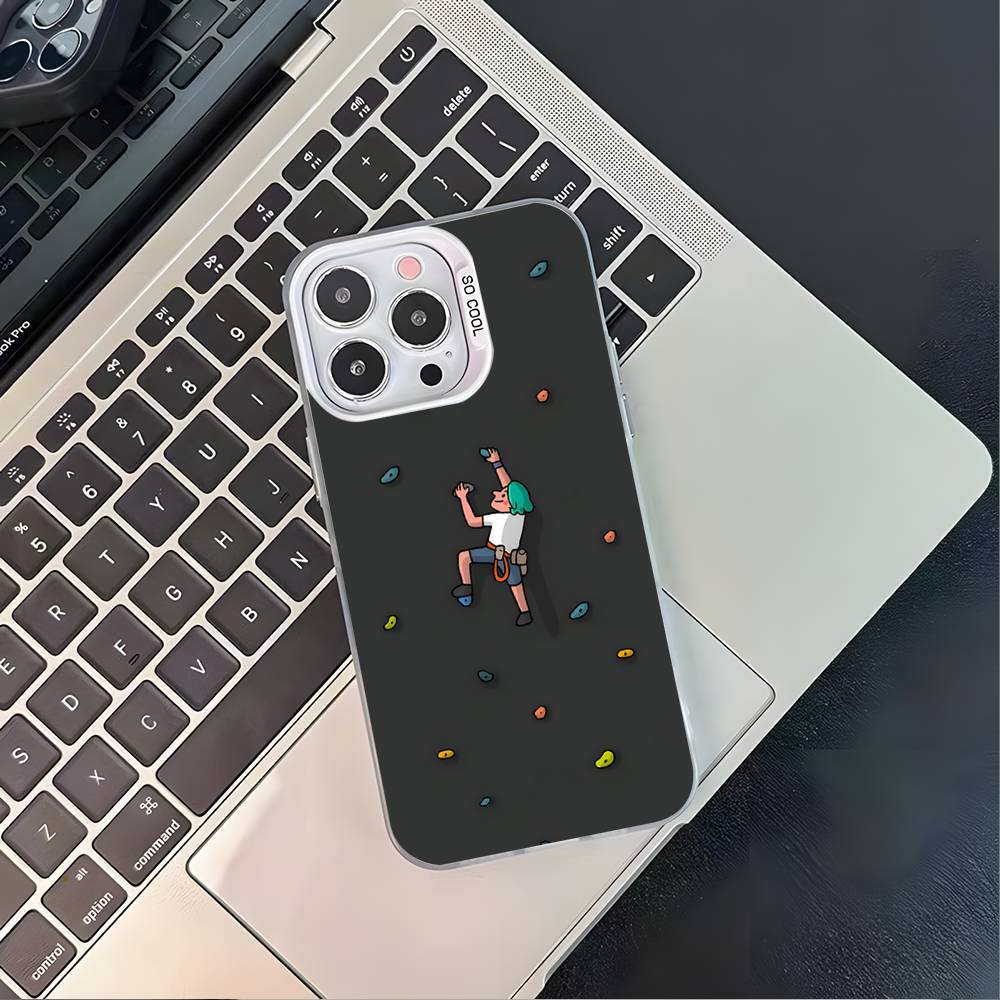 Чехол для телефона со скалолазной стеной для iPhone 17,16,15,14,13,12,11,Pro,XS,Max,Plus,Mini,SE4,E Белый Матовый Ударопрочный Чехол