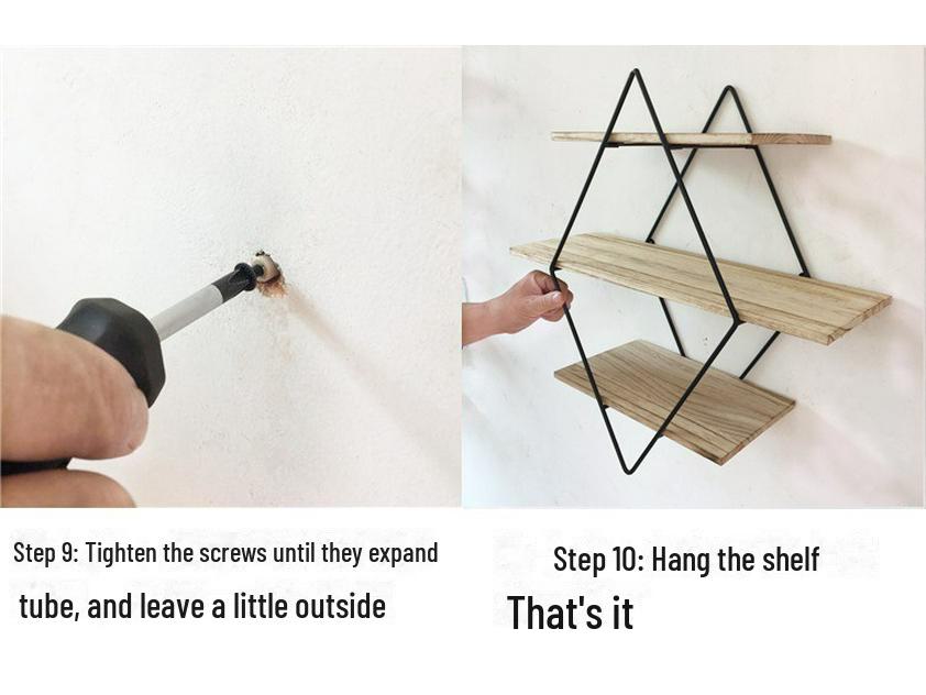 Полка из кованого железа и дерева в стиле «ромб» — креативная перегородка из массива дерева в стиле ретро