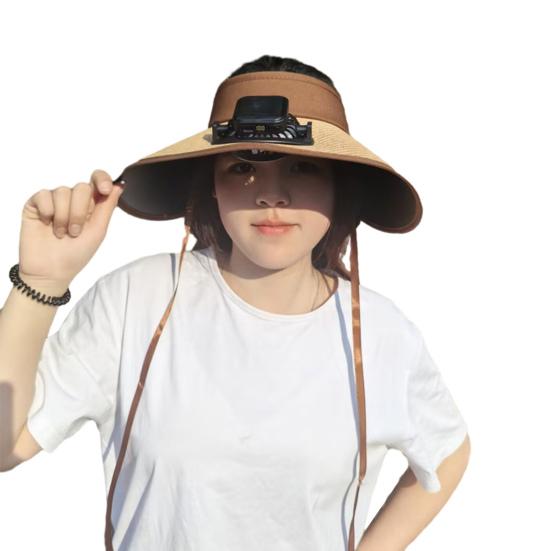 Уличная шляпа с козырьком и встроенным вентилятором, широкополая пустая верхняя охлаждающая шляпа с солнечной батареей и USB-зарядным вентилятором для путешествий на пляже