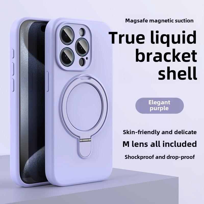 Чехол-подставка с магнитным кольцом из жидкого силикона для Magsafe IPhone 17 Air 16 15 14 13 12 Pro Max Plus 17Pro Mag Safe Чехол для телефона