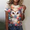 Summer Round Neck 3D Horse Cat Owl Pattern Printed Top Fashionable Casual Cute Short Sleeved Women's T-shirts