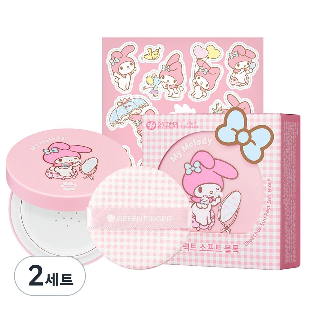 Green Finger Увлажняющий солнцезащитный крем Sunpact Soft Block My Melody Edition SPF 50+ PA++++ 16 г + набор наклеек My Melody, 2 набора