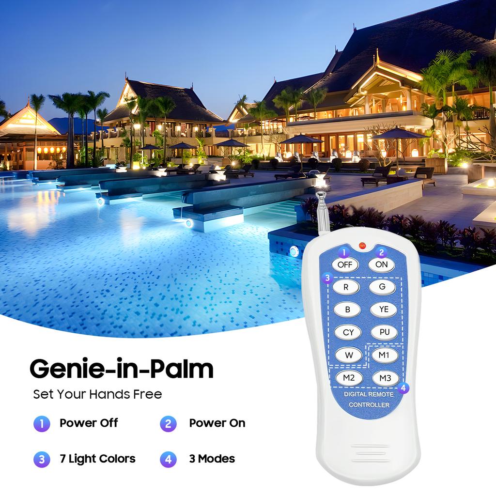 RGB LED Pool Light IP68 Waterproof 4200LM 54W with Remote Control for Swimming Pools Ponds Water Features