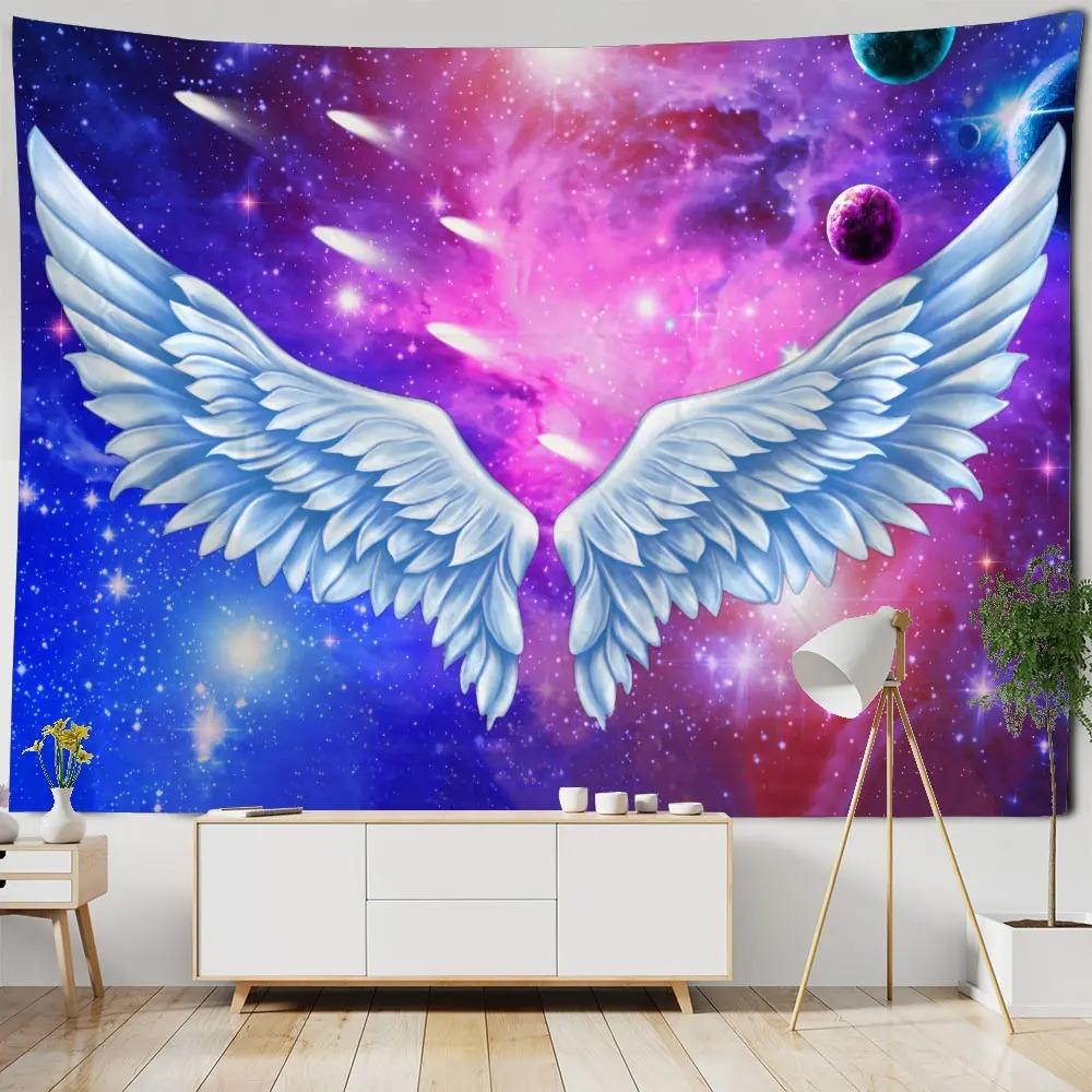 Гобелен с узором «Космические крылья фантазии» для украшения стен дома, гобелен для спальни, гостиной, гобелен