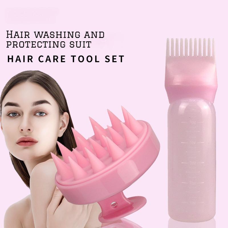 2pcs Hair Dye Refillable Bottle Applicator Comb Hair Massager Brush Air Cushion Comb Set Hair Coloring Hairdressing Styling Tool