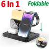 Foldable 6 In 1 Wireless Charger Stand Alarm Clock Lamp Fast Charging Docking Station for iPhone 14 13 12 X Pro Max Airpods Pro iWatch