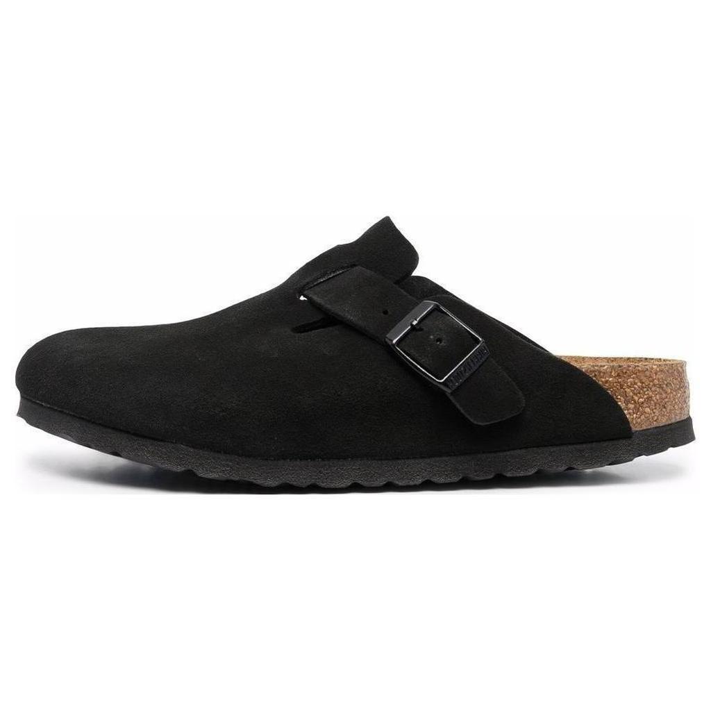 Birkenstock Бостон Мягкая стелька Замша Кожа Узкий крой Мюли 'Черный' Женские 660473