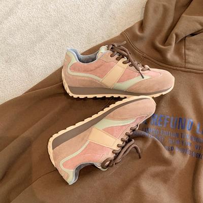 Виноград mother studiolee~ 2025 новая осень и зима контрастный цвет шнуровка бархатные спортивные тренировочные туфли женский тренд