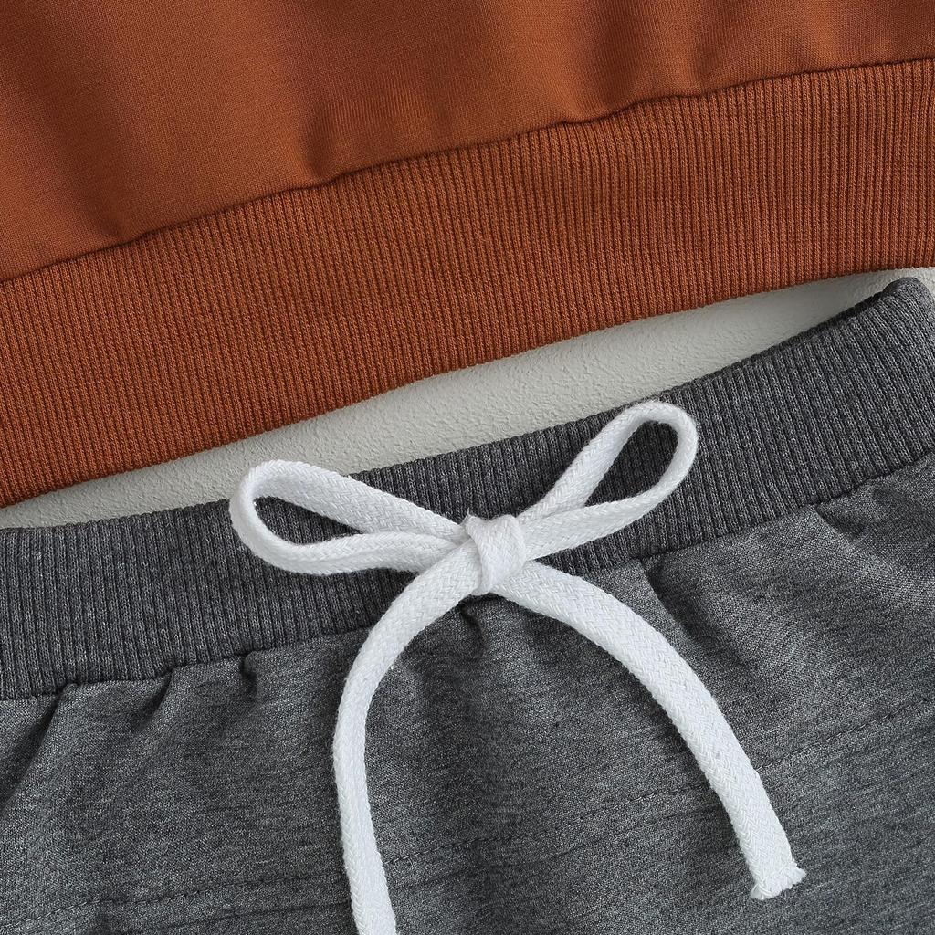 Осенние наряды для мальчиков 6 мес, 12 мес, 18 мес, 24 мес, 3 года, толстовки с длинными рукавами с радужной вышивкой и однотонные длинные штаны, комплект одежды из 2 предметов