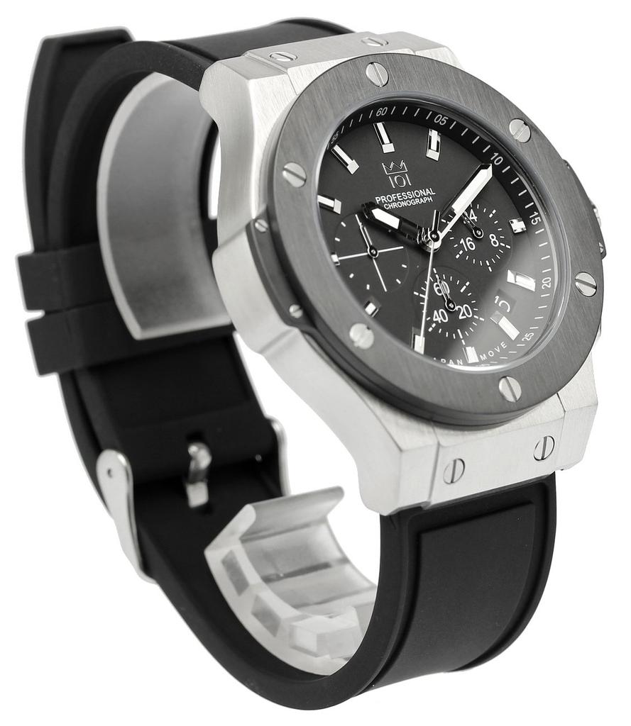 Часы 100 м водонепроницаемый хронограф дата дисплей резиновый ремешок серебристый x черный [HYAKUICHI 101] мужские