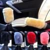 2Pcs Car Handbrake Grip Covers Gear Shift Knob Cover Handle Plush Sleeve Winter Soft Warm Hand Brake Car Accessories for Girls