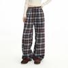 unifree Women's Plaid High-Waist Wide-Leg Casual Pants