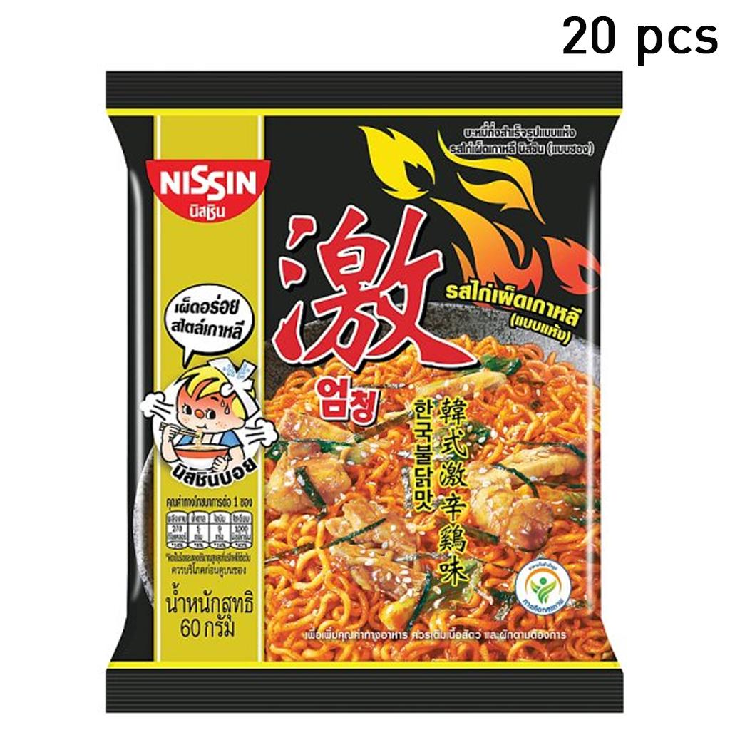 NISSIN Instant Noodles Premium Korean Hot Chilli Chicken Flavour (Dry Type) 60 G. X 5 / 10 / 15 / 20 Pcs