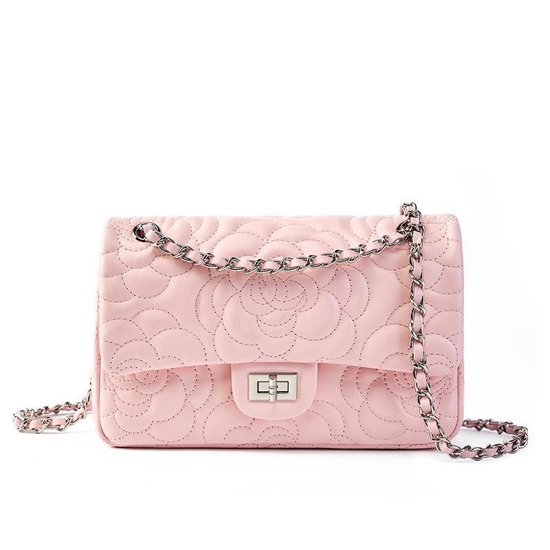 Elegant Xiangfeng Camellia Diamond Women's Bag: Textured, Fashionable High Goat Leather Chain Crossbody Shoulder Bag