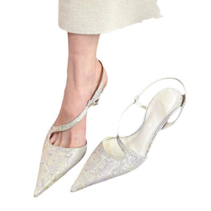 Женская обувь 2024 года, новые женские туфли на высоком каблуке, классические модные сексуальные туфли-лодочки с острым носком, однотонные туфли для женщин, сандалии