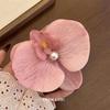 Women Korean Cloth Floral Pearl Hair Clip Sweet Phalaenopsis Flower Hairpin Female Headdress
