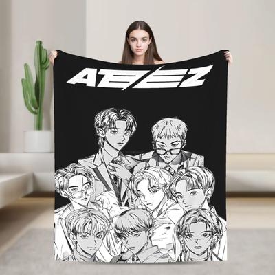 Kpop Ateez Банда Одеяло Мягкое Графическое Плюшевое Одеяло-Плед Для Спальни Пикника Фланелевое Покрывало Покрывало