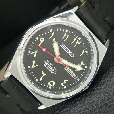 ЯПОНСКИЕ ВИНТАЖНЫЕ ОТРЕМОНТИРОВАННЫЕ МУЖСКИЕ АВТОМАТИЧЕСКИЕ ЧАСЫ SEIKO 6309A ЧЕРНЫЙ ЦИФЕРБЛАТ a442703-1