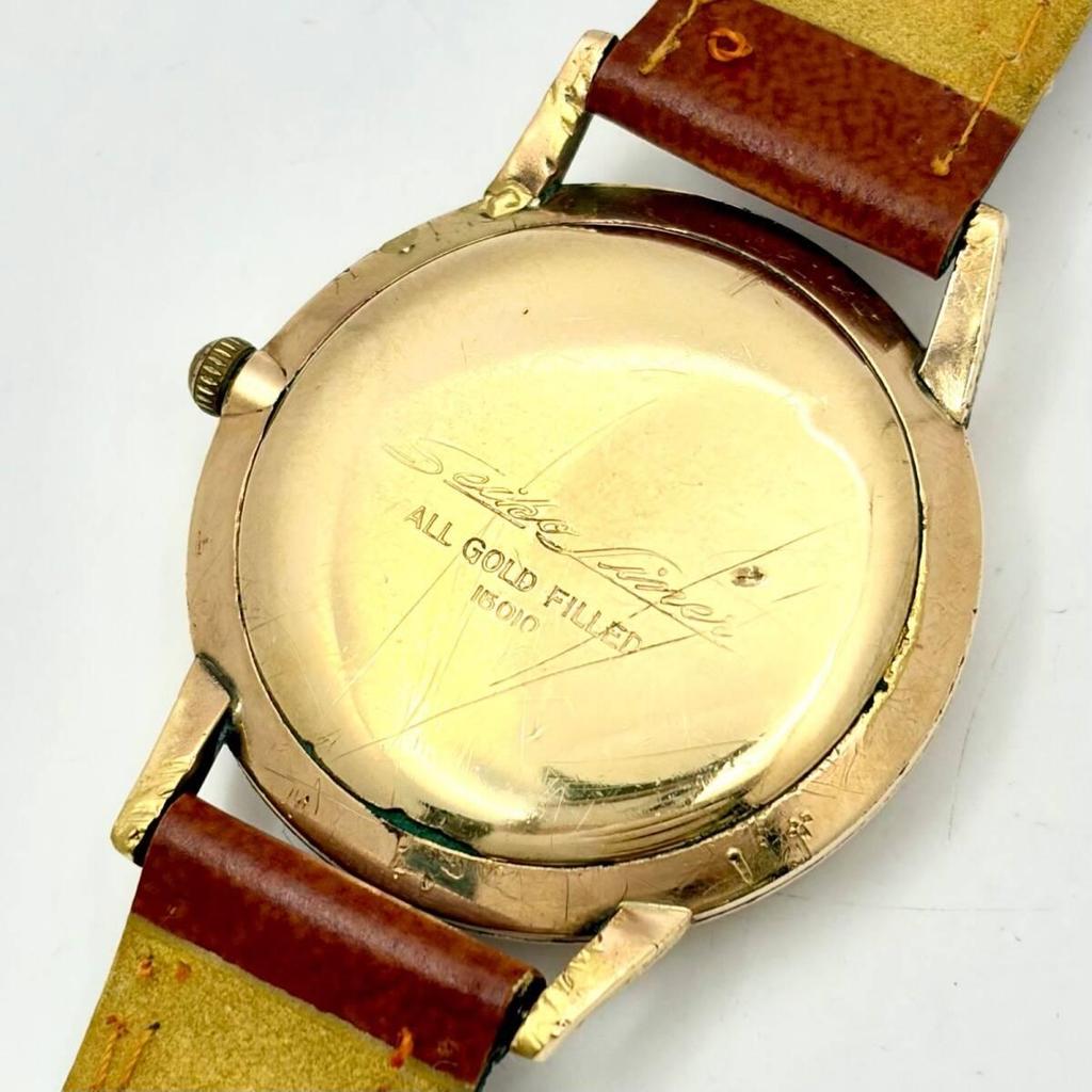 Б/у [Операция] Seiko Liner Механические Ручной Завод Мужские Часы Золотые 15010
