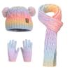 Kids Winter Hat Scarf Gloves Set Warm Fleece Lined Knit Beanie Ear Protection Unisex Toddler Baby Boys Girls