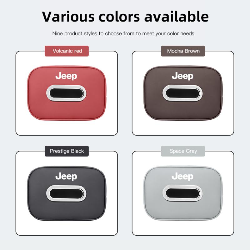 New PU Leather Car Tissue Box Storage Bag Accessories For Jeep Renegade Wrangler JL JK Gladiator Grand Cherokee Compass Patriot ALV1