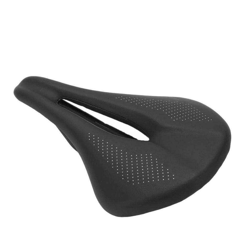 155mm Widen Carbon Fiber Leather Bicycle Saddle Cushion Hollow Cycling Road Bike CushionBlack