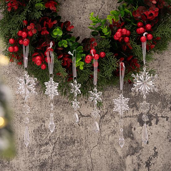 6 шт. подвесок в виде снежинок, прозрачные акриловые снежинки, легко подвешиваемые искусственные снежинки для зимней вечеринки, рождественская елка